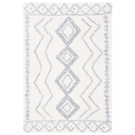 Safavieh Parma Shag Power Loomed Rectangle Area Rug; Ivory & Grey - 8 x 10 ft. PMA552A-8